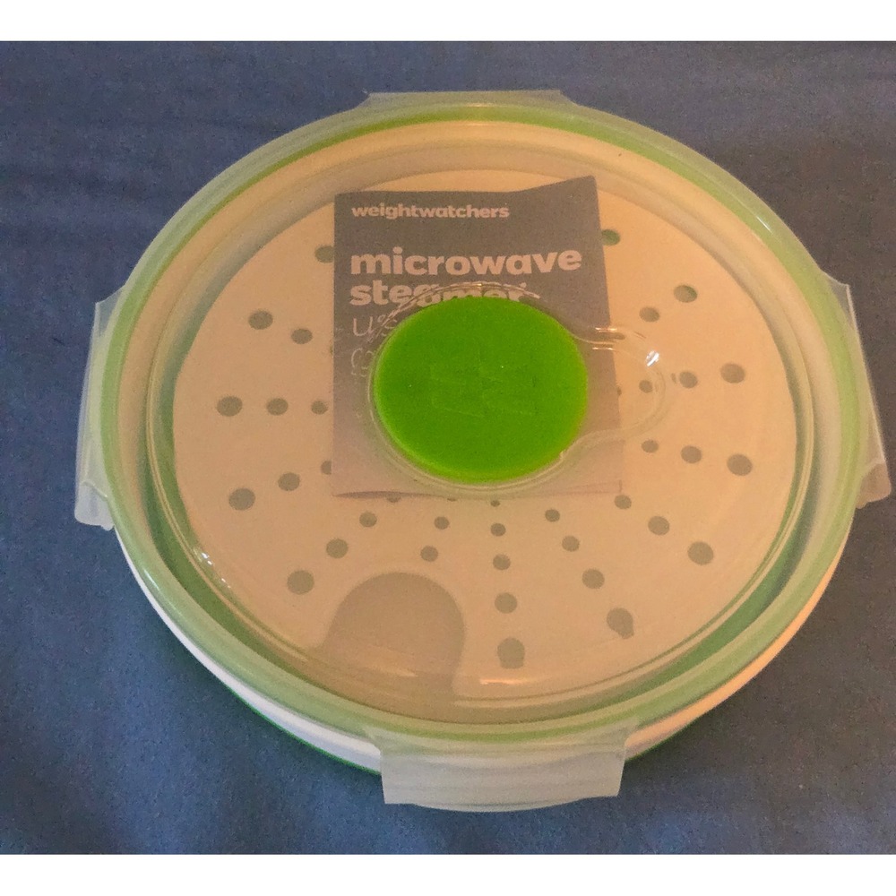 Weight Watchers Microwave Steamer Collapsible BPA Free White Green Healthy Cook